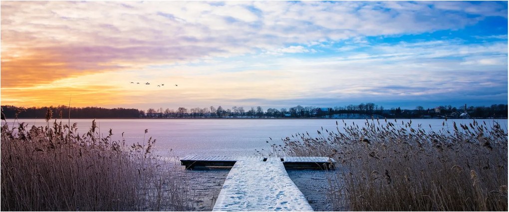 Tablou - Lac înghețat, Ełk, Mazury, Polonia (120x50 cm)