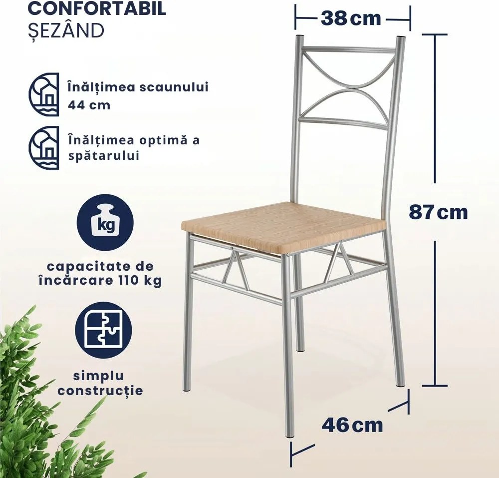 Set de mese de dining PAUL, 5 bucăți, maro natural Casaria
