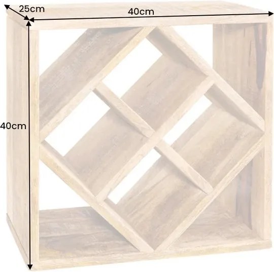 Raft pentru sticle vin/ Masuta laterala CUBUS 40cm mango A-43294 VC