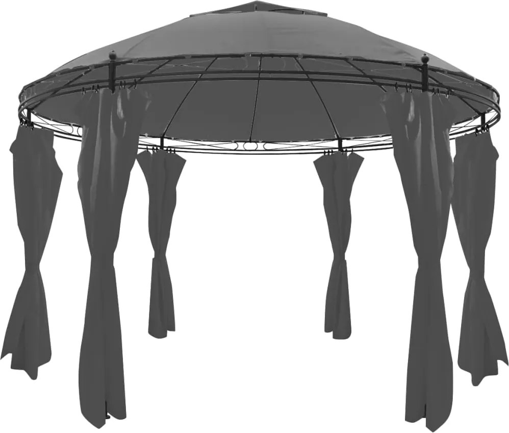vidaXL Pavilion cu perdele, antracit, 3,5 x 2,7 m, rotund
