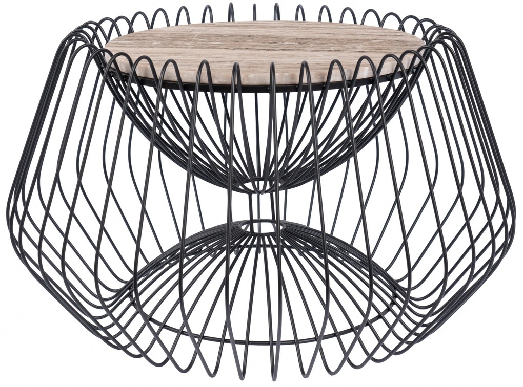 Masuta de cafea rotunda din marmura si fier 60x60x35 cm