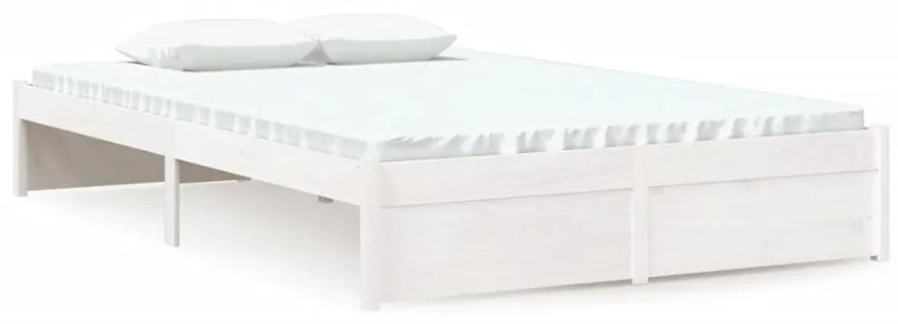 814920 vidaXL Cadru de pat mic dublu, alb, 120x190 cm, lemn masiv