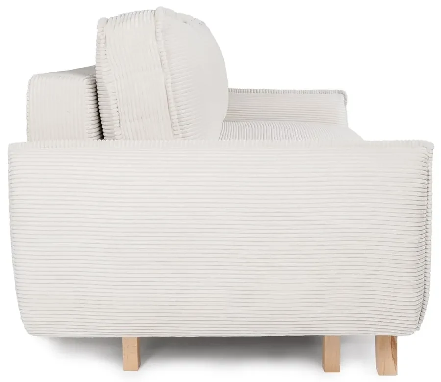 Canapea bej extensibilă cu tapițerie din catifea reiată 218 cm Tori – Bonami Selection