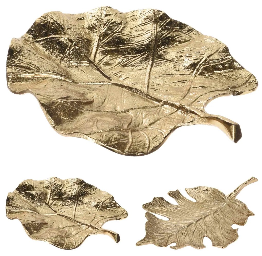 Platou Golden Leaf din metal 24x21 cm - modele diverse
