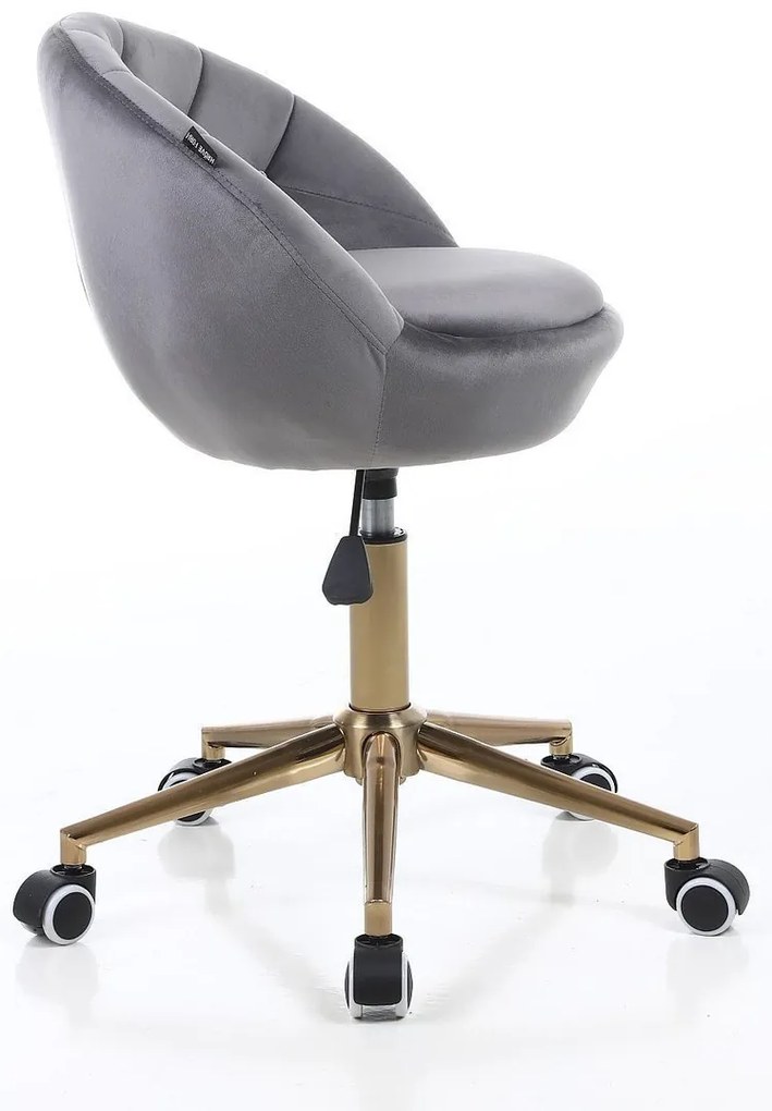 HR948K Scaun Grafit din Catifea cu Bază Aurie