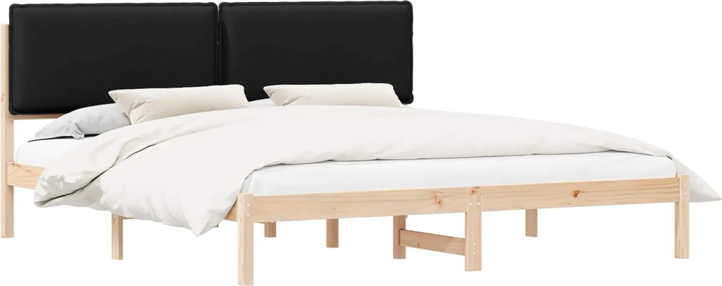 vidaXL Cadru de pat cu tăblie tapițată cu headboard Negru 180 x 200 cm