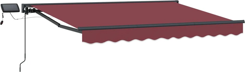 vidaXL Cadru manual de marchiză cu LED-uri Burgundy 3,5 x 2,5 m