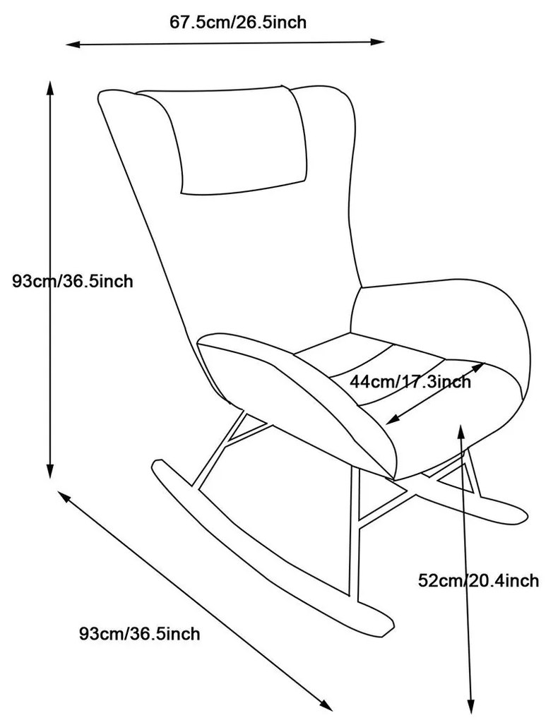 Fotoliu balansoar de relaxare cu spătar ergonomic și brațe de suport, din catifea Teddy confortabilă, Roz