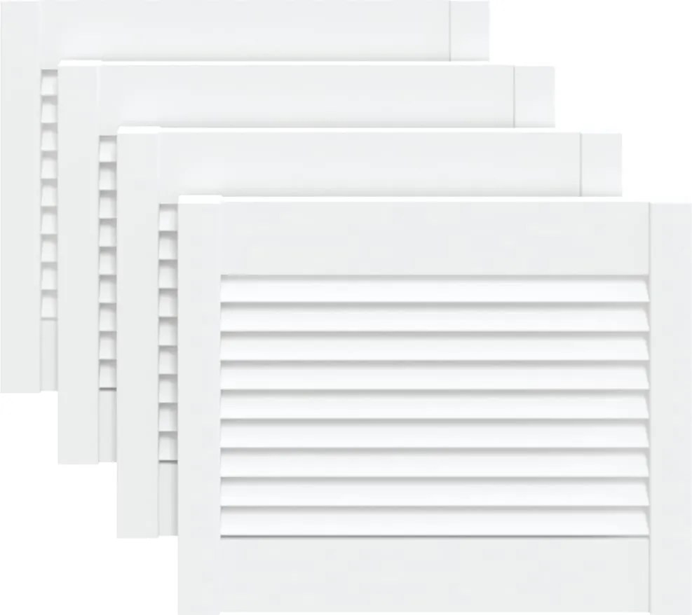 vidaXL Uși dulap design lambriu 4 buc. alb 39,5x49,4 cm lemn masiv pin