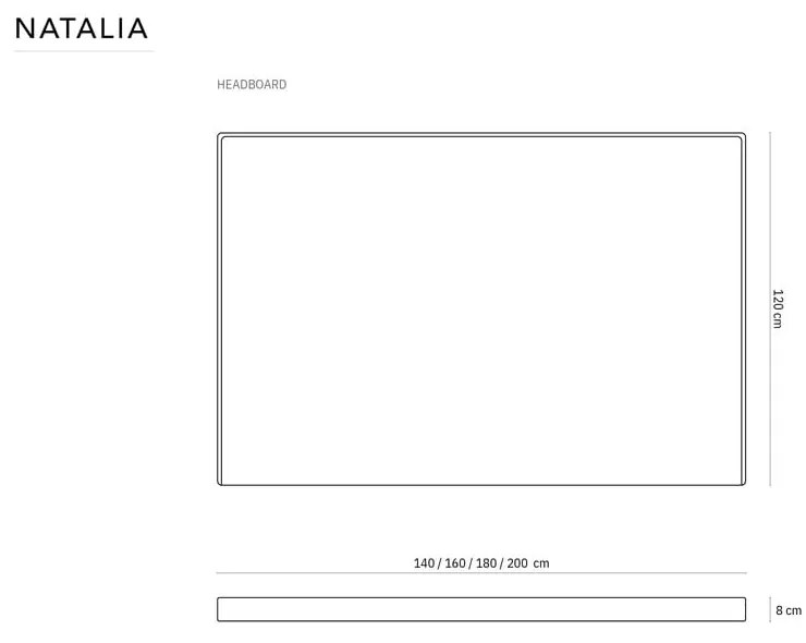 Tăblie de pat roz-deschis 180x120 cm Natalia – Milo Casa