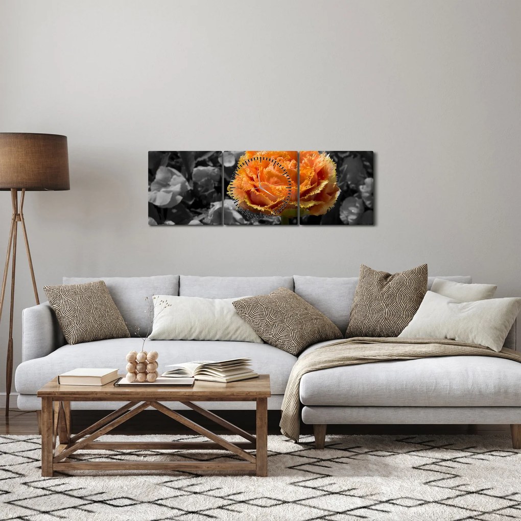 Tablou cu floare (cu ceas) (90x30 cm)