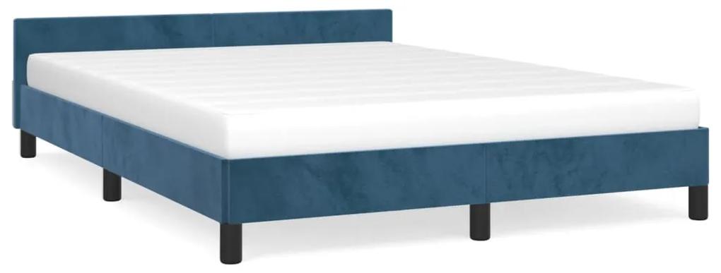 347577 vidaXL Cadru de pat cu tăblie, albastru închis, 140x200 cm, catifea