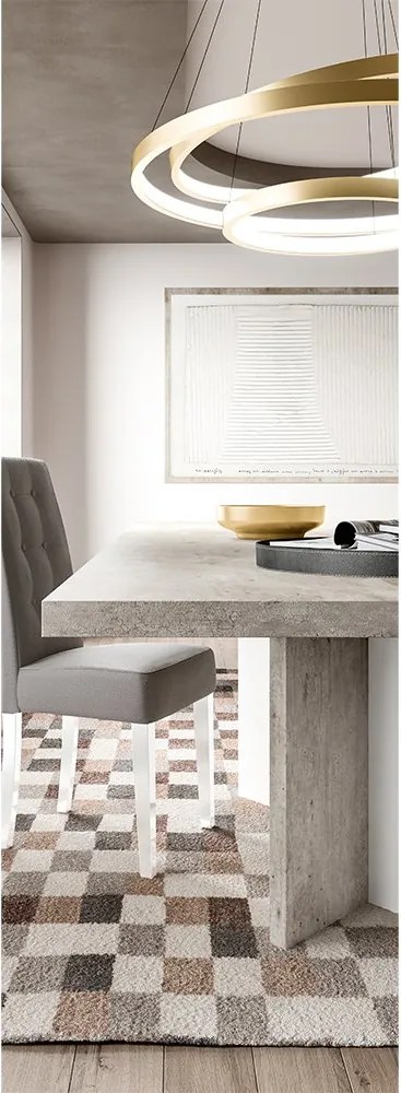Set lemn masiv masă și scaune Concrete - 8 scaune, 180 × 103 × 75 cm (+ extensie 45 cm)