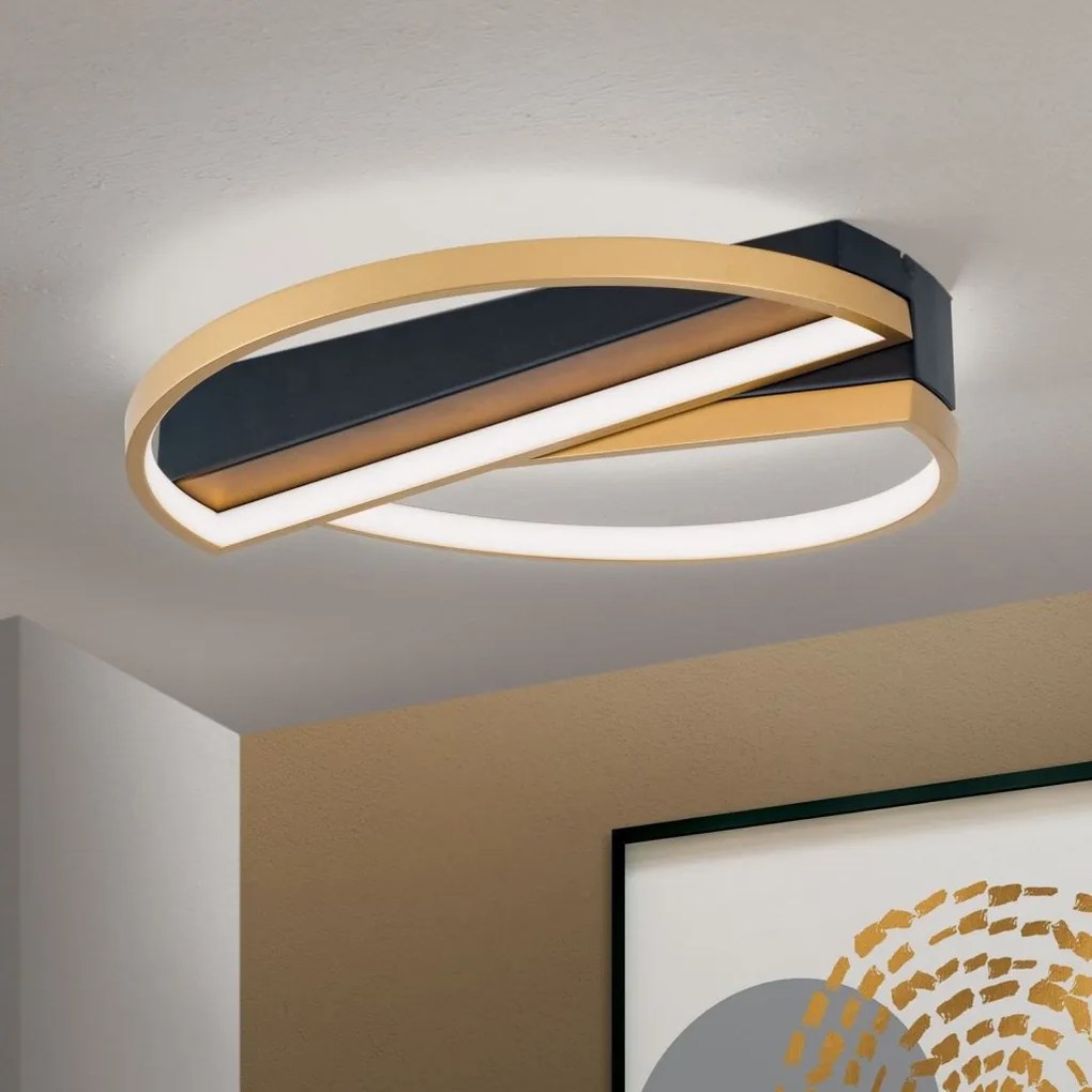Plafoniera LED moderna design circular OLGA negru/auriu