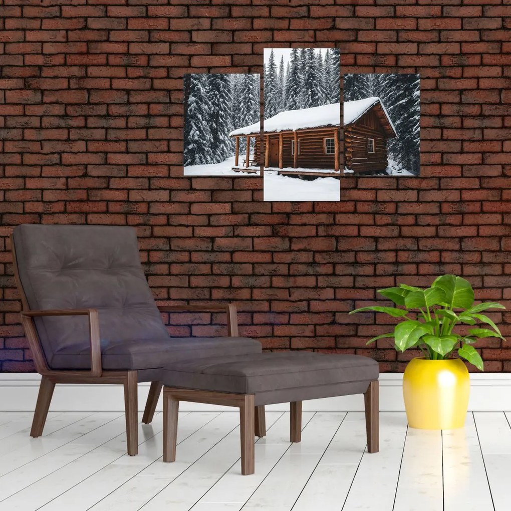 Tablou - Cabană acoperită de zăpadă (90x60 cm)