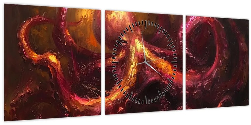 Tablou - Octopus, pictură în ulei (cu ceas) (90x30 cm)