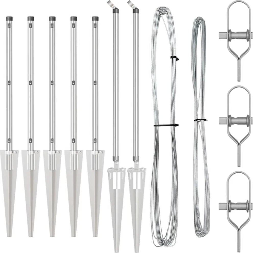 vidaXL Stâlp de gard. 7 pcs Argintiu Oțel