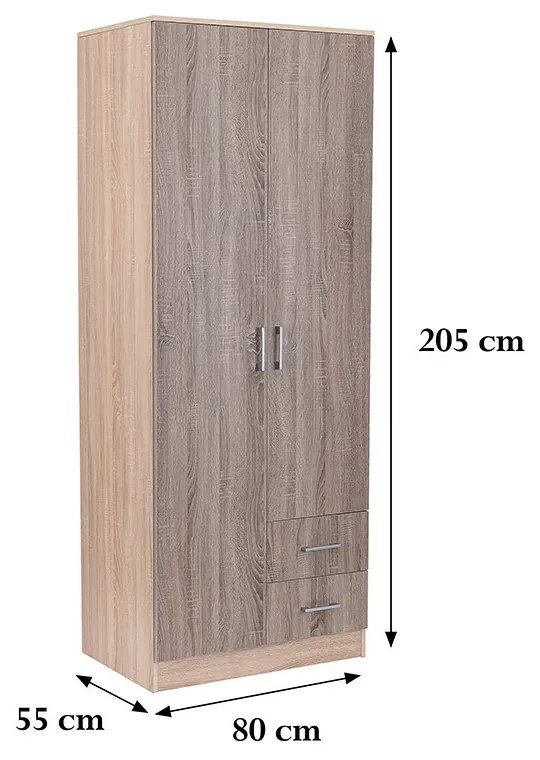 Dulap Miami 80x205 cm stejar York-stejar Sonoma