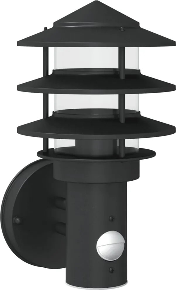 vidaXL Lampă exterioară de perete cu senzor, negru, oțel inoxidabil