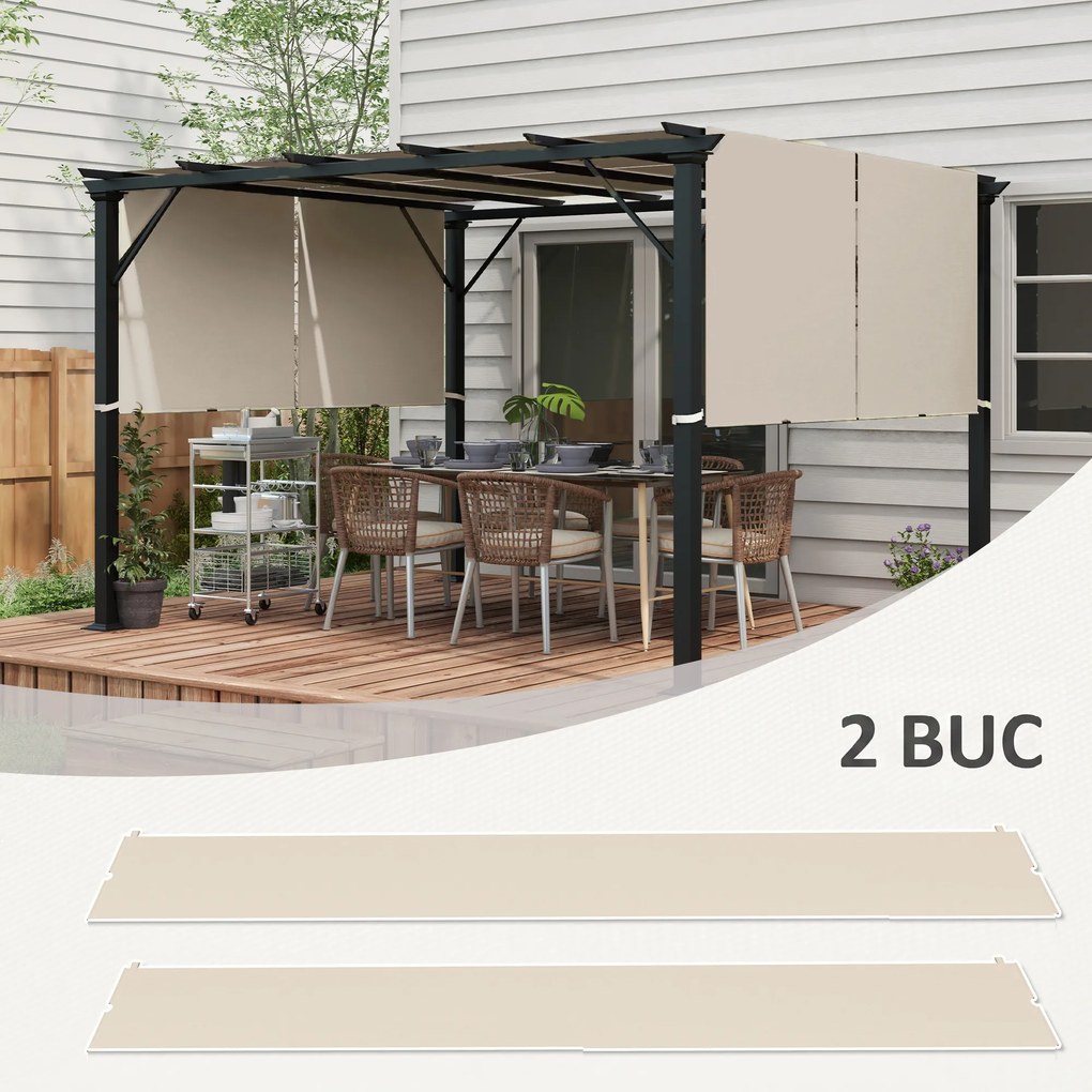 Outsunny Copertină Pergolă Rezervă UV 3x3(m) 4.9x1.2m Ușor de Instalat Kaki | Aosom Romania