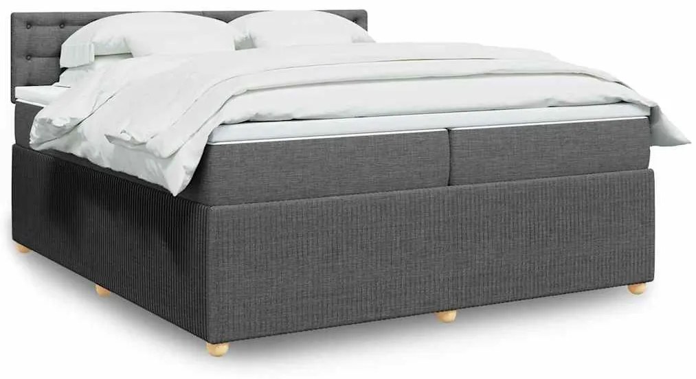 vidaXL Pat box spring cu saltea, gri închis, 200x200 cm, textil