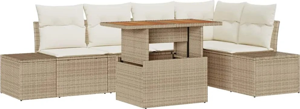 vidaXL Set de canapele pentru grădină 6 pcs Bej Rattan poli