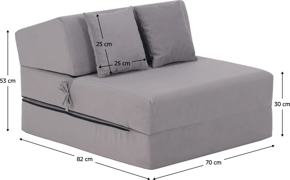 Saltea pliabilă/fotoliu extensibil, 2 in 1, gri deschis, PELOS