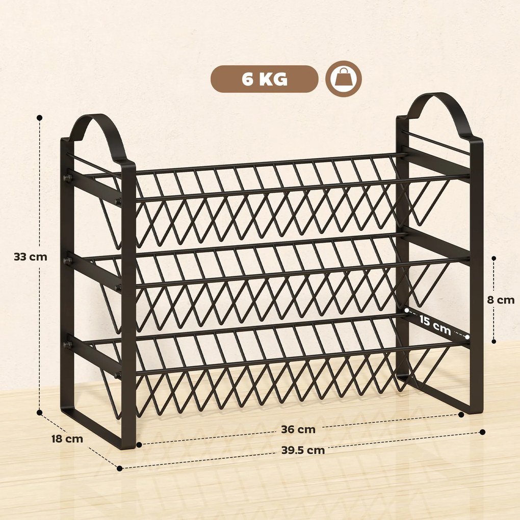 HOMCOM Suport pentru Condimente de Bucătărie cu 3 Nivele, Organizator Salvaspațiu cu Rafturi Înclinate din Metal, Montaj Ușor, Negru | Aosom Romania