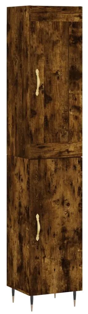 3200118 vidaXL Dulap înalt, stejar fumuriu, 34,5x34x180 cm, lemn prelucrat