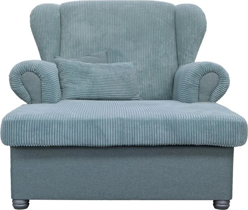 Șezlong albastru prăfuit cu tapițerie din catifea reiată Lord – Ropez