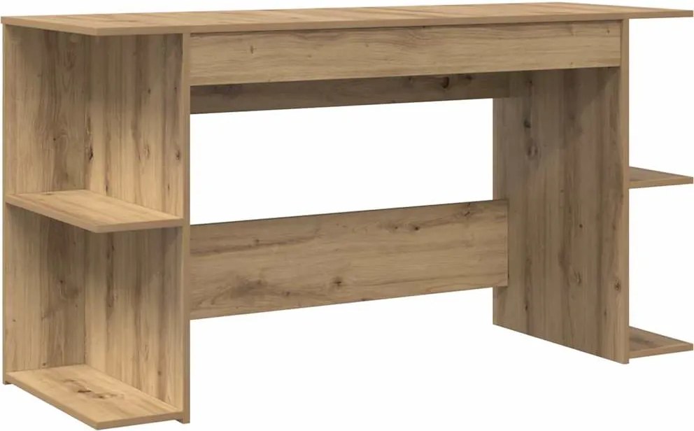 vidaXL Birou cu raft stejar artizanal 140 x 50 x 75 cm Lemn compozit