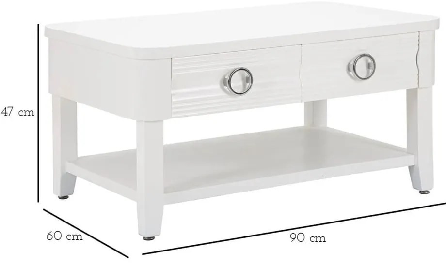 Măsuță de cafea albă din lemn masiv de brad 60x90 cm Shine – Mauro Ferretti