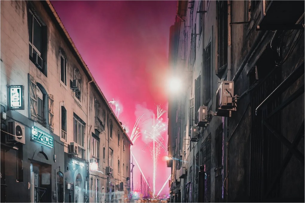 Tablou - Artificii din Marseille (90x60 cm)