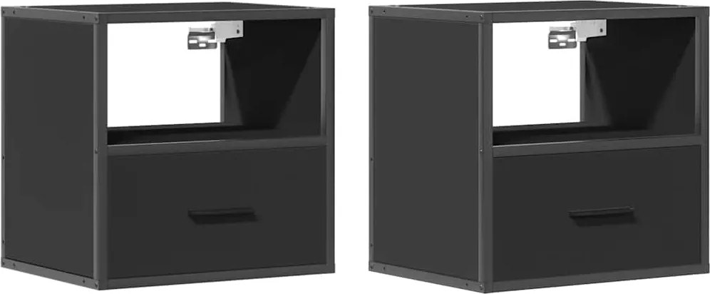 vidaXL Noptiere de perete, 2 buc., negru, 40x31x39,5 cm