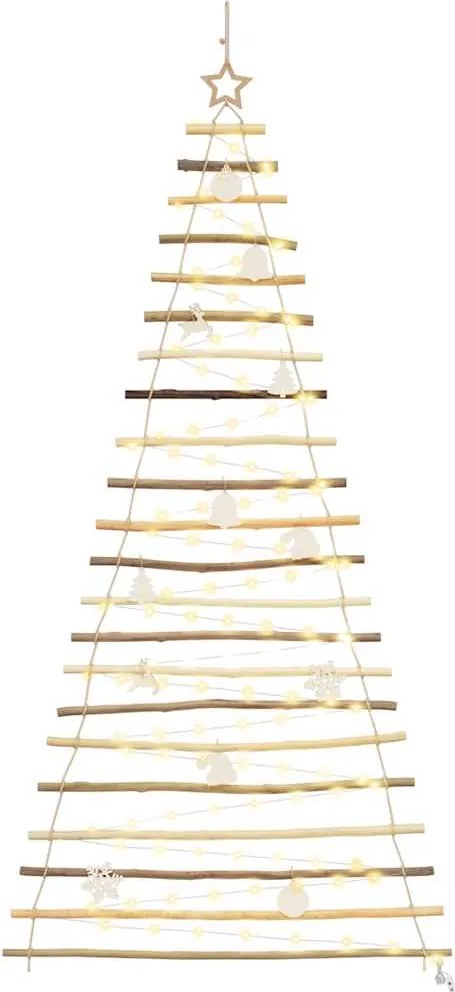 vidaXL Brad de Crăciun cu 130 LED natural 210 cm lemn masiv de frasin