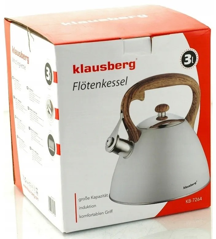 Ceanici cu fliuer Klausberg KB 7264, 3 L, Inductie, Gri deschis