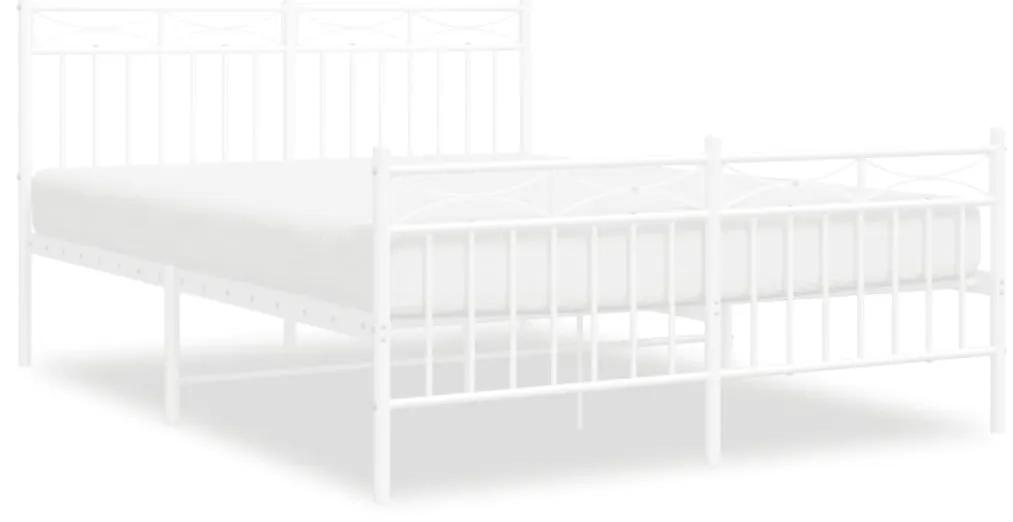 373758 vidaXL Cadru de pat metalic cu tăblie de cap/picioare, alb, 140x190 cm