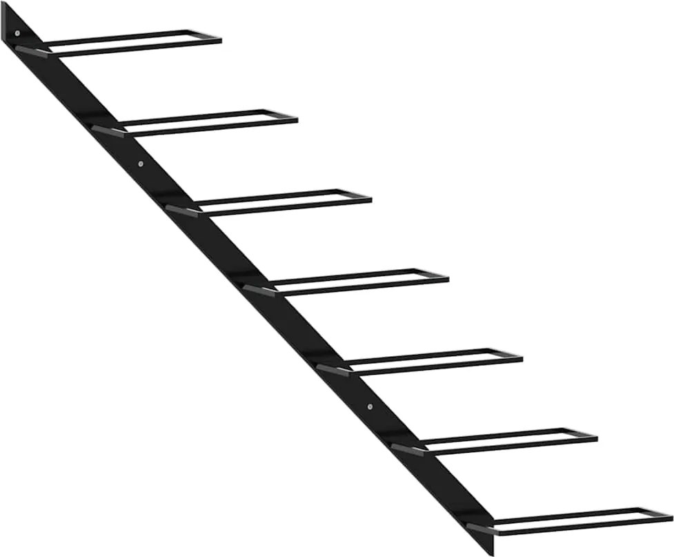 vidaXL Suport sticle de vin de perete pentru 7 sticle, negru, metal