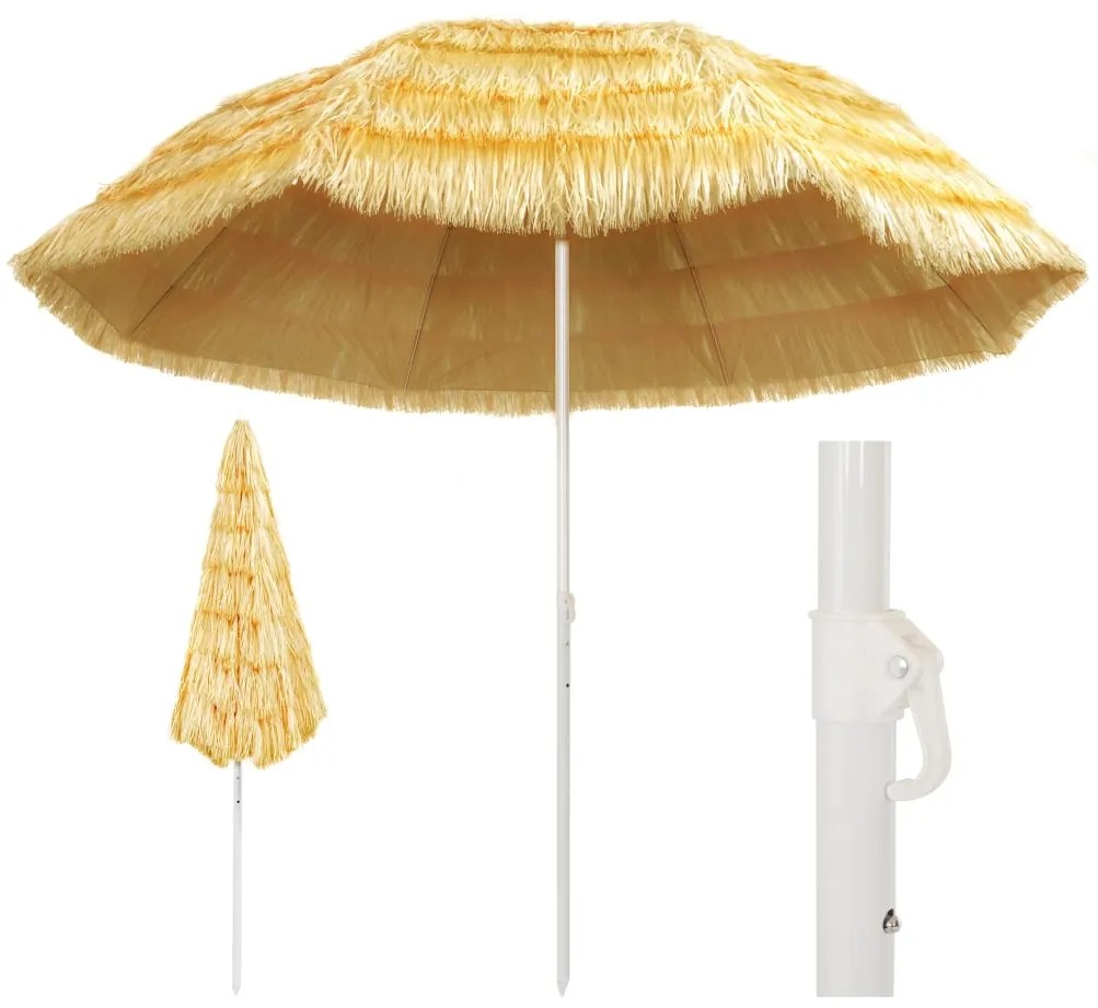 vidaXL Umbrelă de plajă, natural, 300 cm, stil hawaiian