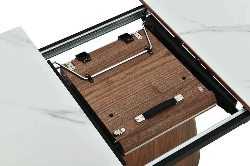 Masa extensibila, Ceramica Alba, Furnir nuc, UNIQUE 160-200cm