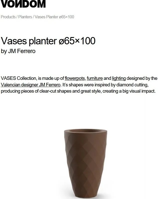 Ghiveci plante, flori design decorativ modern pentru amenajari interioare si exterioare, VASES PLANTER 47065R Vondom