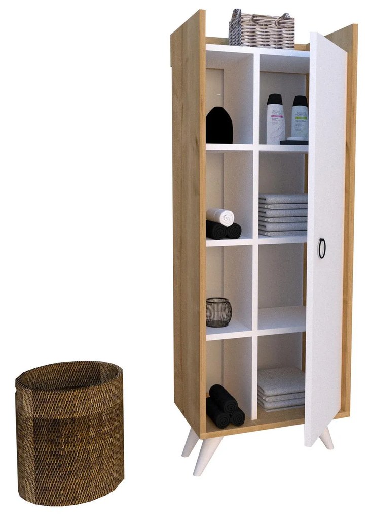 Dulap cu rafturi Sipadi (stejar + alb) . 1094235