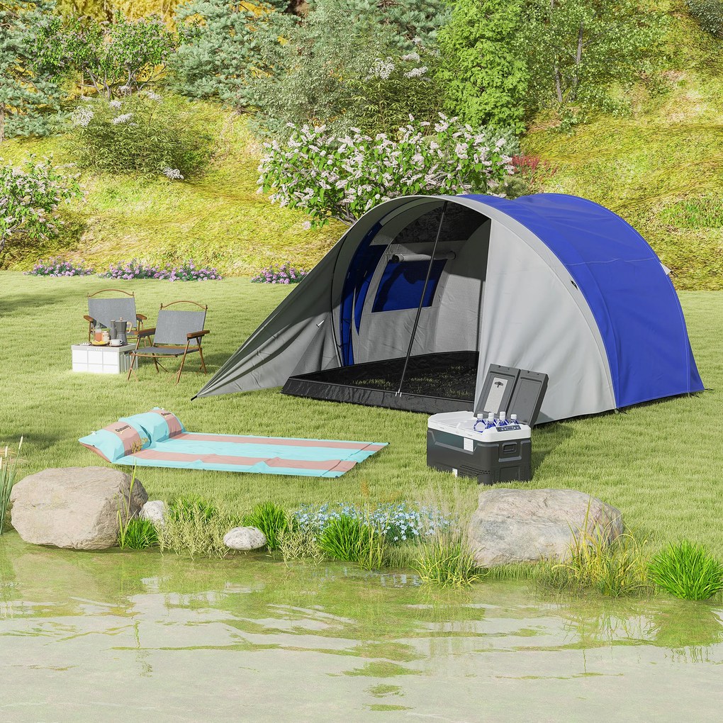 Outsunny Cort de camping familial pentru 3-4 persoane, impermeabil ușor ventilat, ușor de montat, dim. 390L x 315l x 188H cm | Aosom Romania