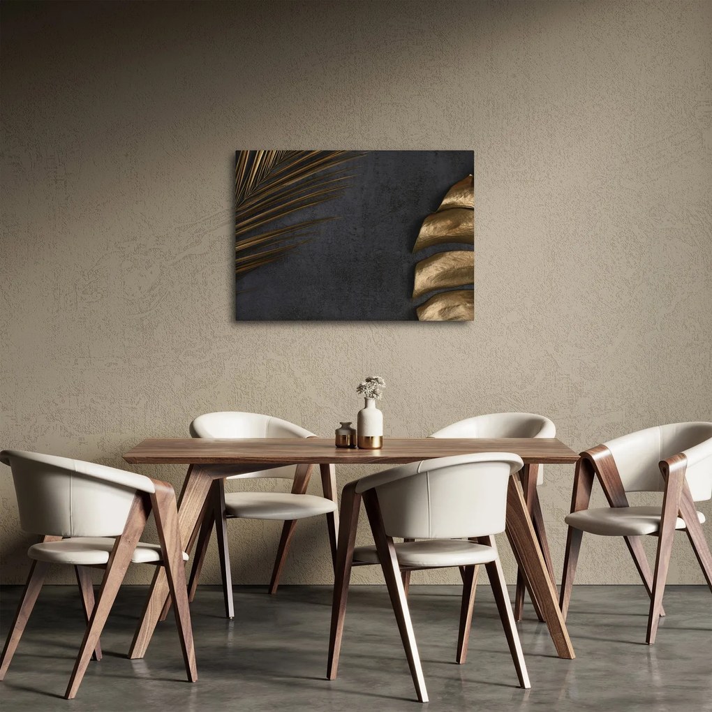 Tablou cu frunze aurii (70x50 cm)