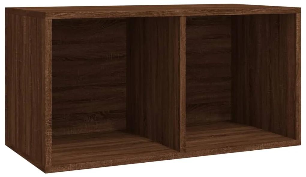 815254 vidaXL Cutie de depozitare viniluri, stejar maro, 71x34x36 cm, lemn