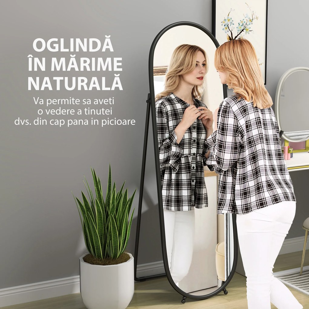 HOMCOM Oglindă Ovală Aurie Înaltă | Aosom Romania
