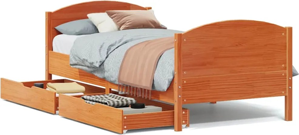 vidaXL Cadru pat fără saltea, maro ceruit, 90x190 cm, lemn masiv pin