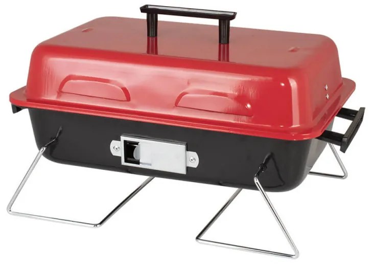 Grаtar pe cаrbuni Muhler 1003818, 40.5x26 cm, Cu capac, Gril galvanizat, Compact pentru calatorii, Rosu/Negru