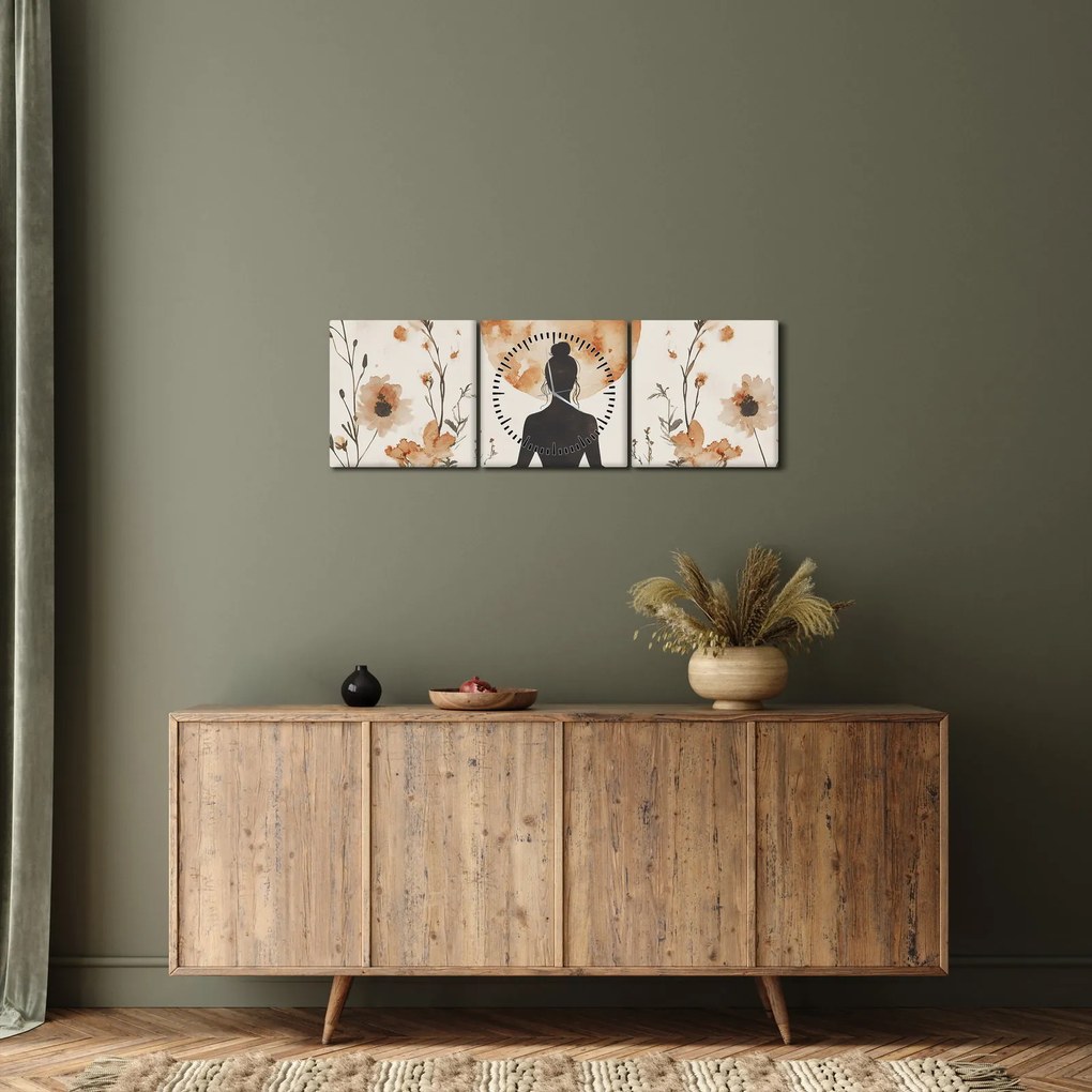 Tablou - Yoga Portocalie (cu ceas) (90x30 cm)