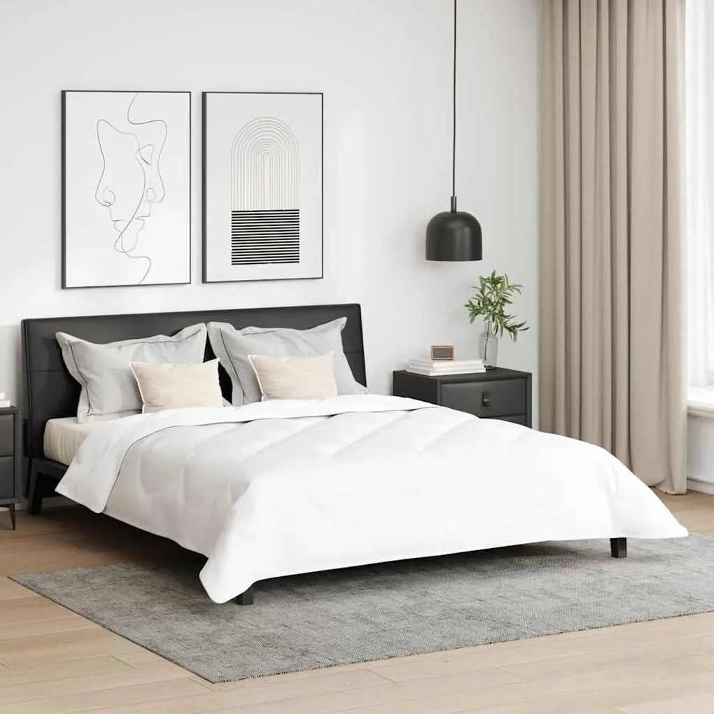 vidaXL Duvet cu perne cu pernă 3 pcs Alb Microfibră și Pene de Rață